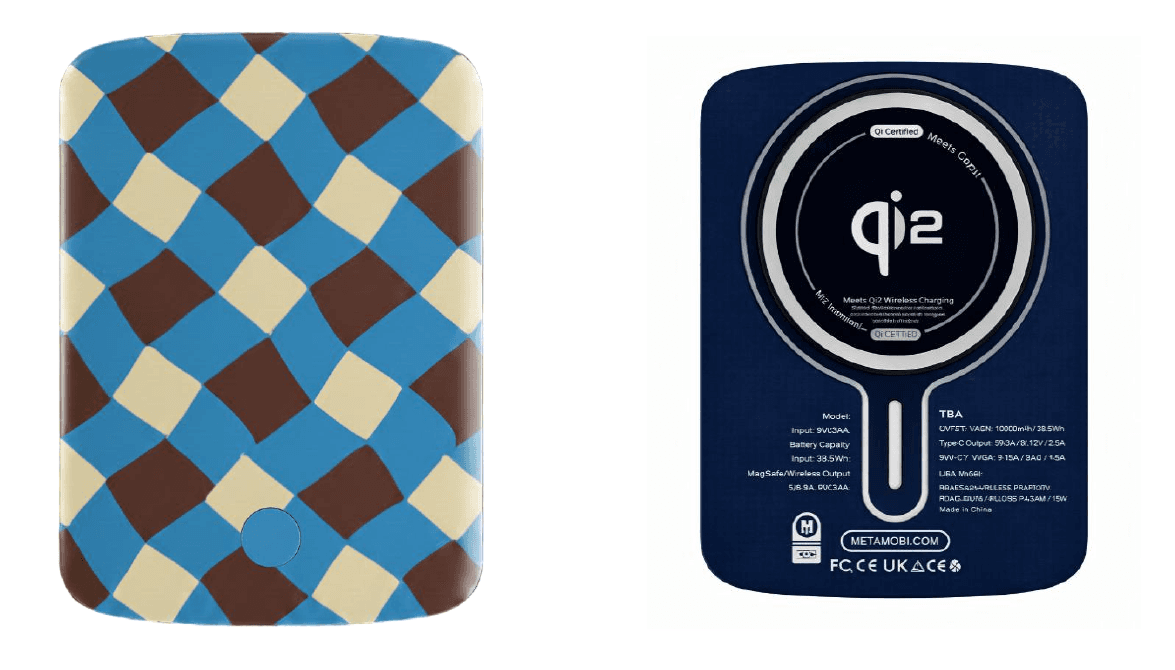 T33A Qi2 power bank front and back views